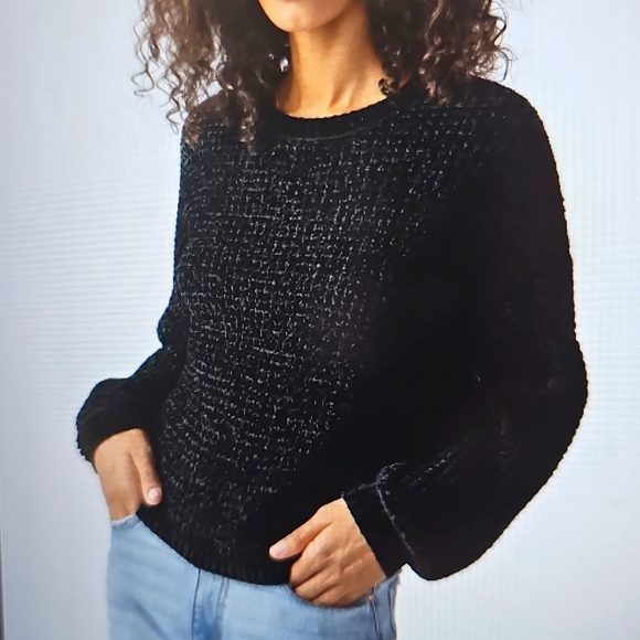 NWT Sanctuary Under the Stars Chenille Black Soft Slouchy Sweater L/ XL - Picture 2 of 12